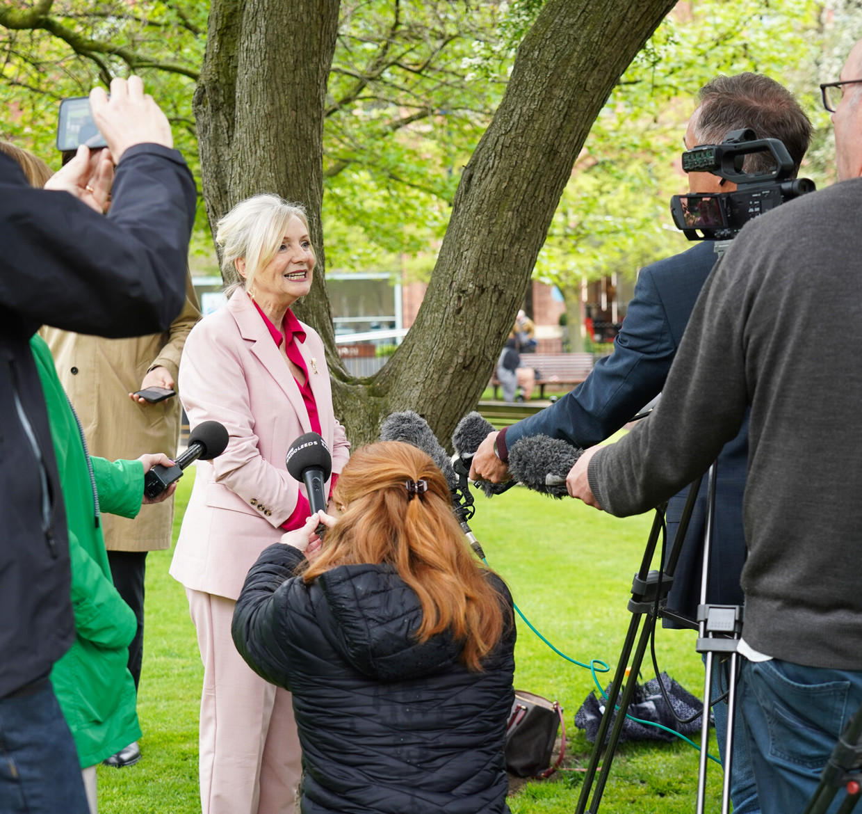 Mayor of West Yorkshire, Tracy Brabin, being interviewed
