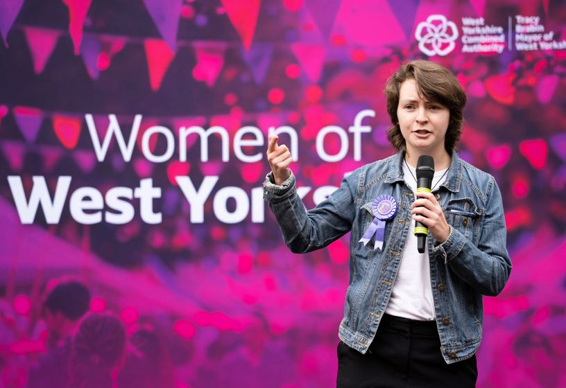 Young female performing at Women of West Yorkshire festival 2025