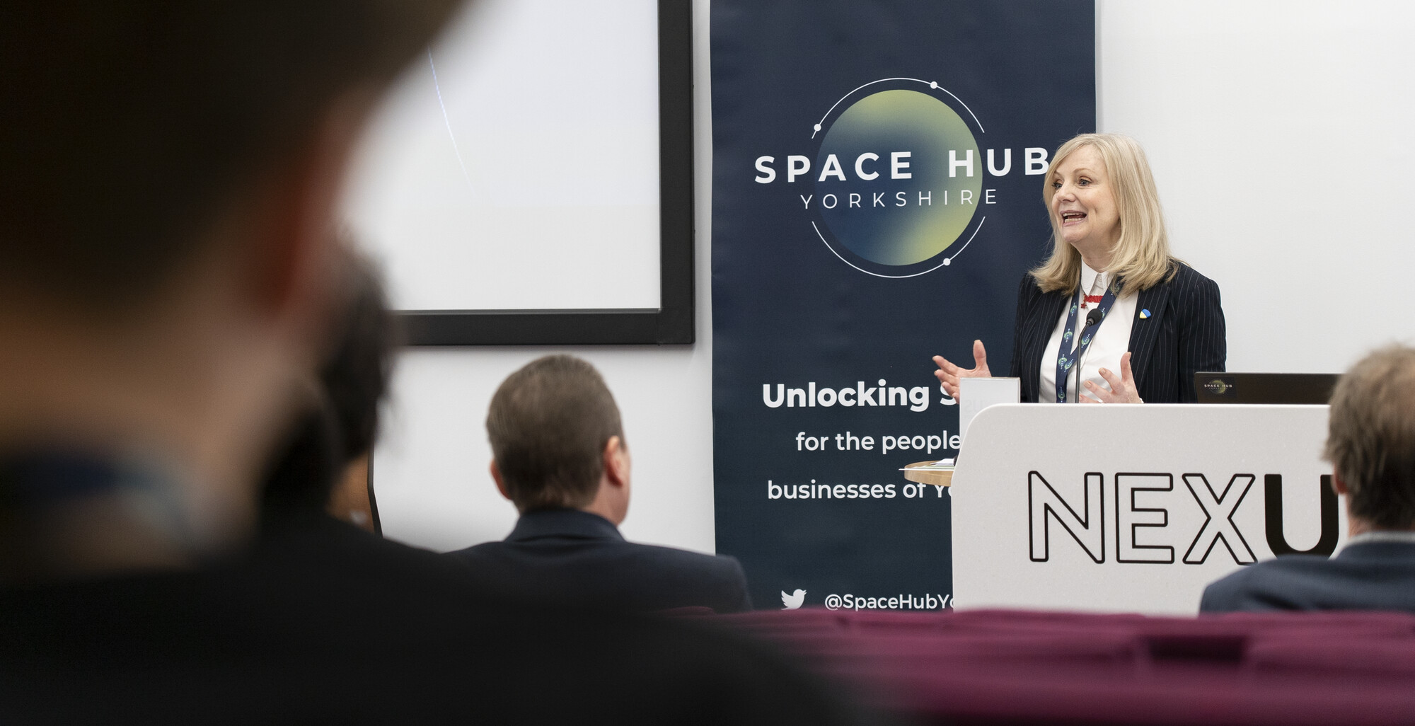 Mayor Tracy Brabin speaking at Spacehub Yorkshire