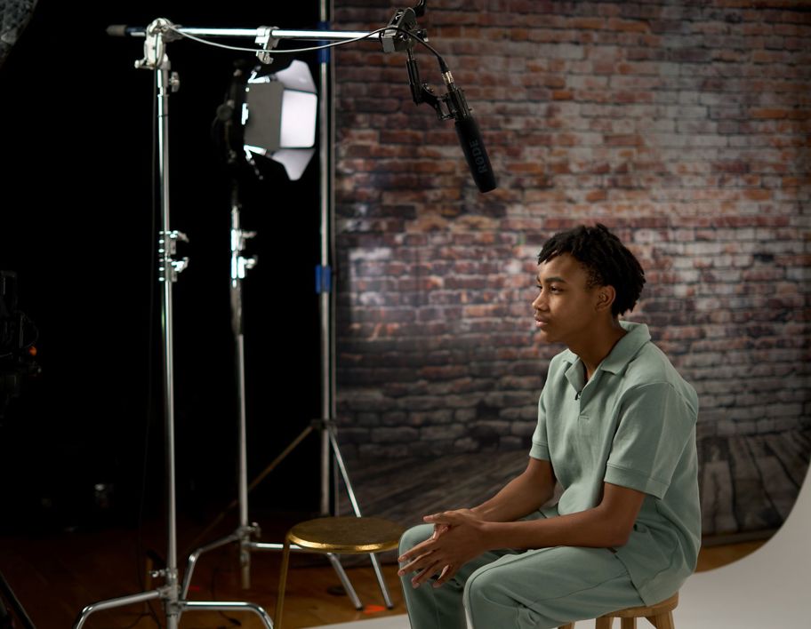 Behind the scenes photo of Caleb