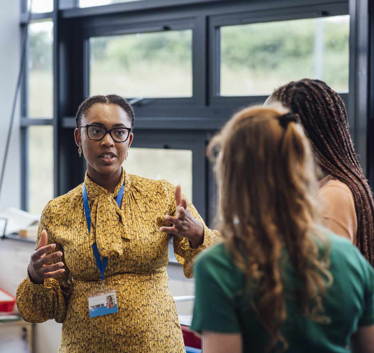 People talking in a group at a business event