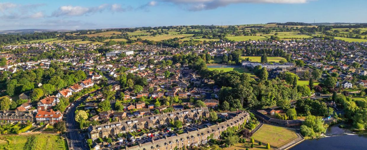 An aerial photo of Ilkley