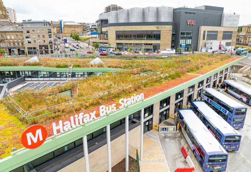 The green roof at Halifax bus station