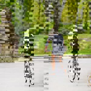 Cyclist at Greenhead park in Huddersfield